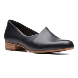 Women's Black Leather Low Heel Slip-On Loafer